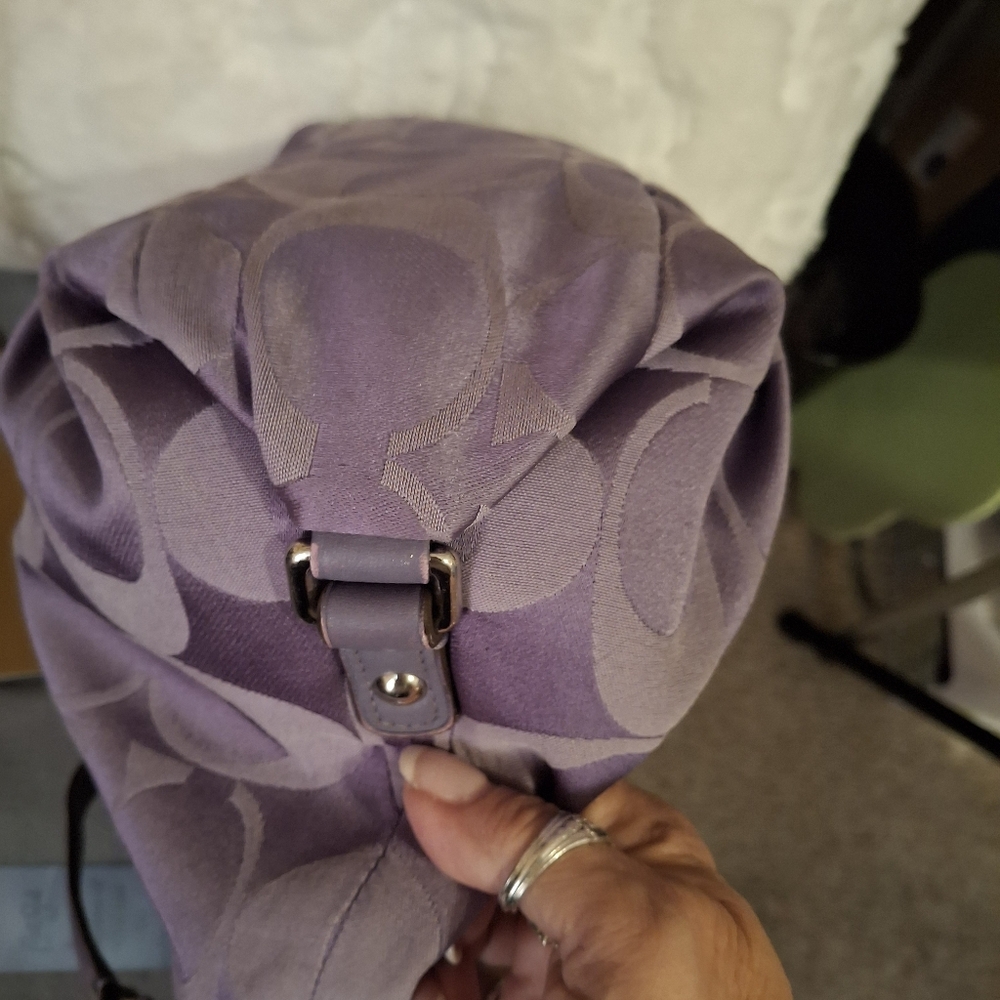 Coach Purple Shoulder Bag with Signature Monogram - Picture 11 of 14